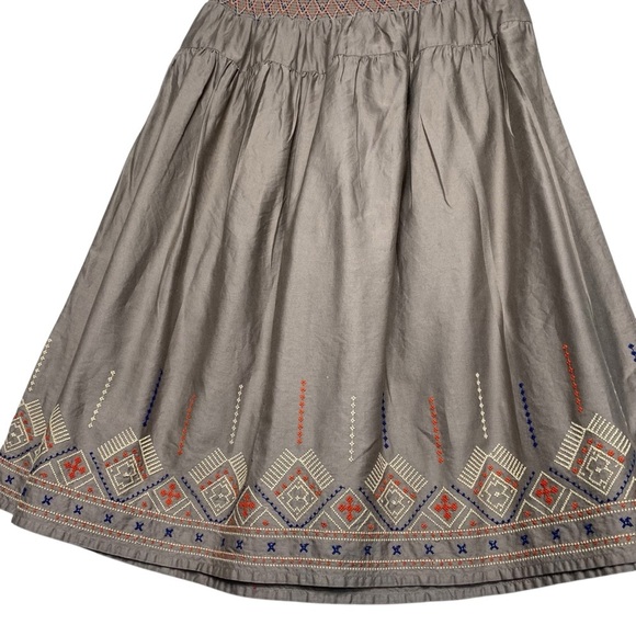 Old Navy khaki 100% COTTON boho spribg summer embroidered hem skirt. SZ-small - Picture 4 of 8